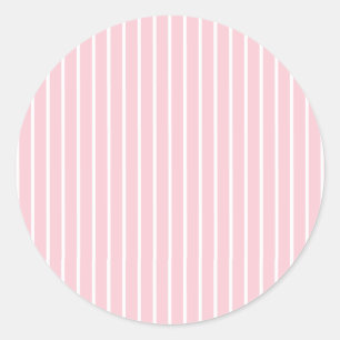 Sticker Rond Rayures Classiques Blanc - Rose