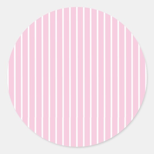 Sticker Rond Rayures Classiques Blanc - Rose Clair (Devant)