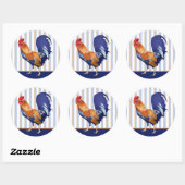 Sticker rond rayures de coq (Feuille)