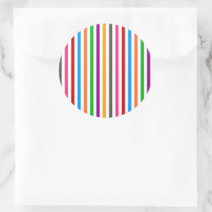 Sticker Rond Rayures de lignes arc-en-ciel colorées - Blanc