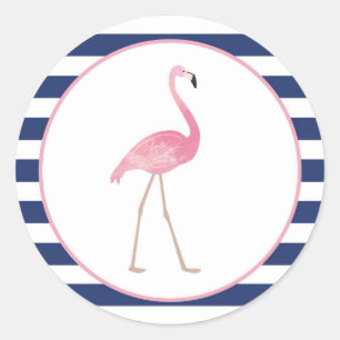 Sticker Rond Rayures de marine d'autocollant de Flamant rose