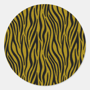 Sticker Rond Rayures de zèbre en safari noir et marron
