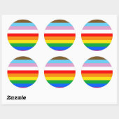 Sticker Rond Rayures du drapeau de progrès LGBTQ+ (Feuille)