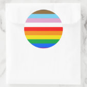 Sticker Rond Rayures du drapeau de progrès LGBTQ+ (Sac)