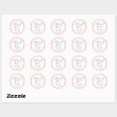 Sticker Rond Rayures Éclectiques Merci Baby shower rose (Feuille)