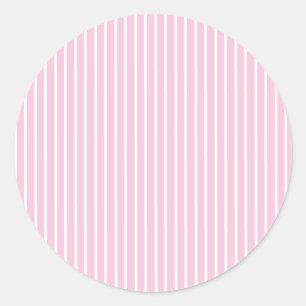 Sticker Rond Rayures Élégantes Blanc - Rose Clair 