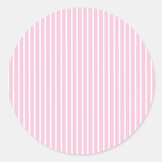 Sticker Rond Rayures Élégantes Blanc - Rose Clair (Devant)