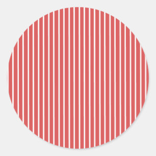 Sticker Rond Rayures Élégantes Blanc - Rouge Corail