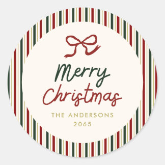 Sticker Rond Rayures Festives & Noël au Ruban