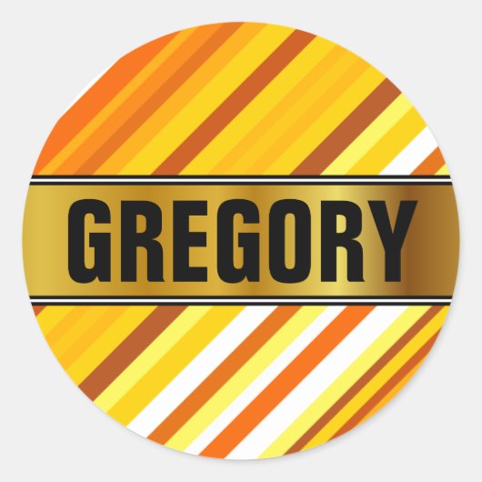 Sticker Rond Rayures inspirées du coucher de soleil jaune, oran (Devant)