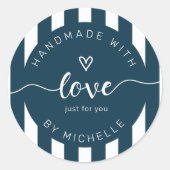 Sticker Rond rayures modernes faites à la main avec monogramme  (Devant)