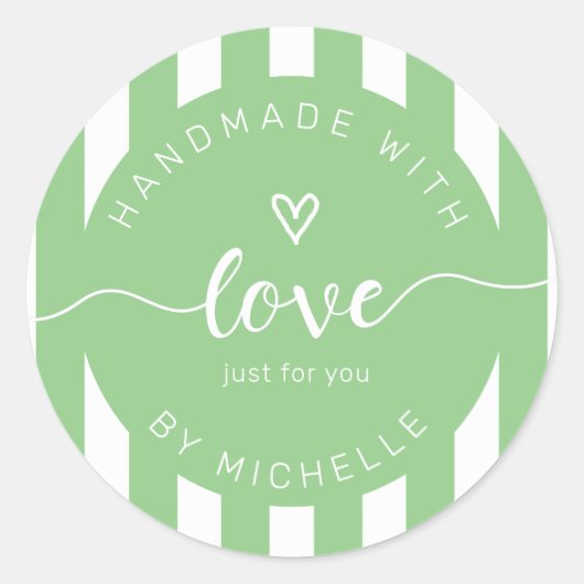 Sticker Rond rayures modernes faites à la main avec monogramme (Devant)