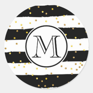 Sticker Rond Rayures noires et blanches