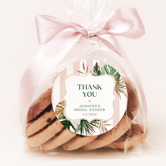 Sticker Rond Rayures roses rétro tropicales pour la douche de m