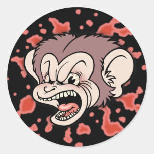 Sticker Rond Raz Poutine, le singe fou