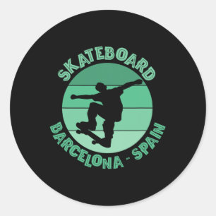 Sticker Rond Rcelona Skateur Urne Skateboard