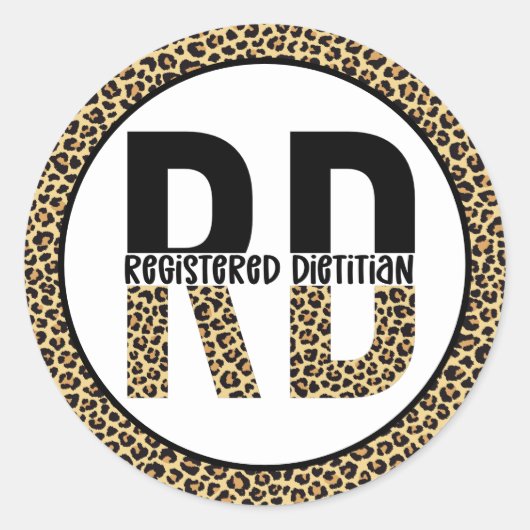 Sticker Rond RD Enregistré Diététiste Cheetah Imprimer Cadeaux (Devant)