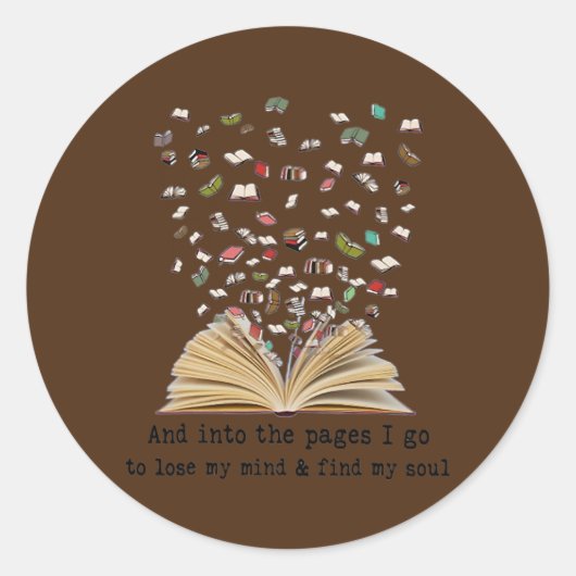 Sticker Rond Reading Book And Into The Pages I Go  (Devant)