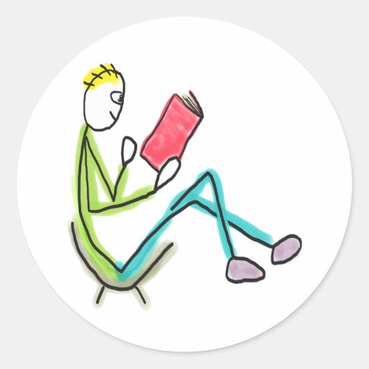 Sticker Rond Reading Stickman (Devant)