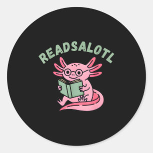 Sticker Rond Readsalotl amateur de lecture drôle axolotl biblio