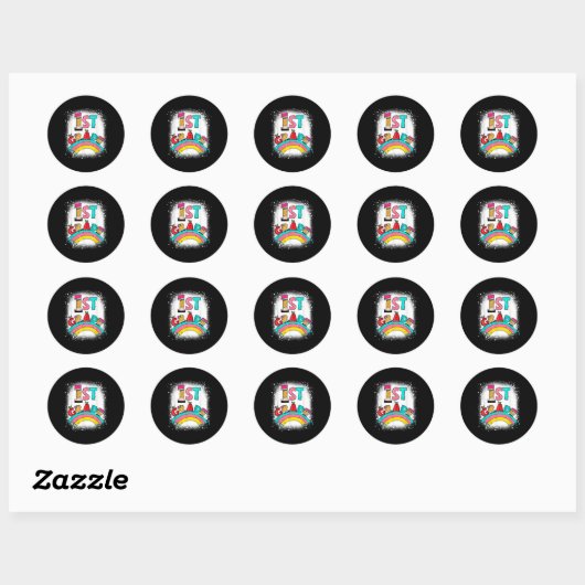 Sticker Rond Ready To Crush 1st Grade Back To School Rainbow Ki (Feuille)