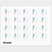Sticker Rond Ready To Pop Blue Balloon Bow Greenery Baby Shower (Feuille)