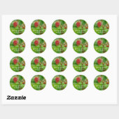 Sticker Rond Real Red Strawberry Photo Berry First Birthday (Feuille)
