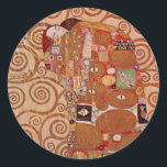 Sticker Rond Réalisation par Gustav Klimt, Art Nouveau Vintage<br><div class="desc">Fulfillment (alias The Embrace) (1909) de Gustav Klimt est un vintage Symbolisme de l'époque victorienne un bel art, un portrait d'amour et d'amour mettant en scène un jeune couple qui s'embrasse. À propos de l'artiste : Gustav Klimt (1862-1918) était un peintre symboliste autrichien et l'un des membres les plus importants...</div>