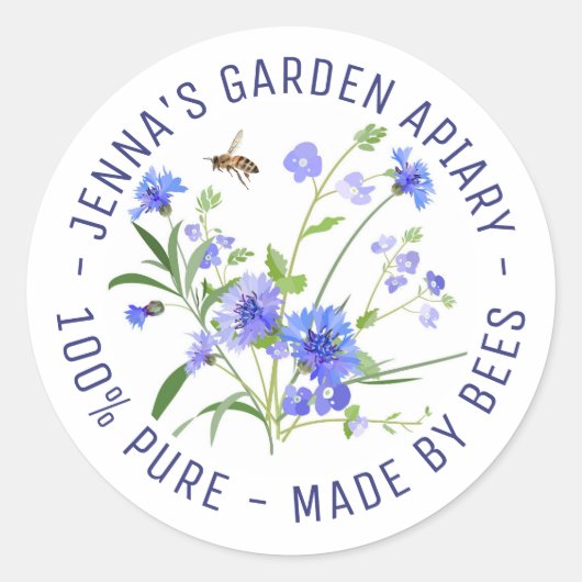 Sticker Rond Réalisé Par Bees Fleur sauvage Apiary (Devant)