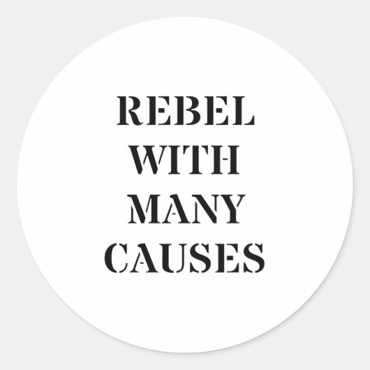 Sticker Rond Rebel avec de nombreuses causes (Devant)