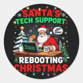 Sticker Rond Rebooting Funny Santa's Tech Support Christmas Com (Devant)