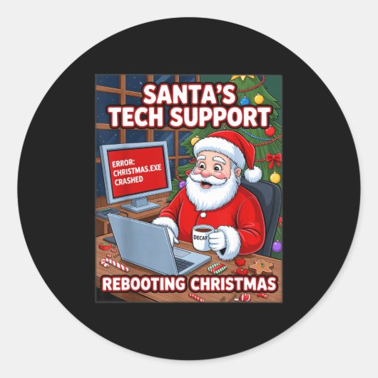 Sticker Rond Rebooting s Tech Support Santa Squad (Devant)