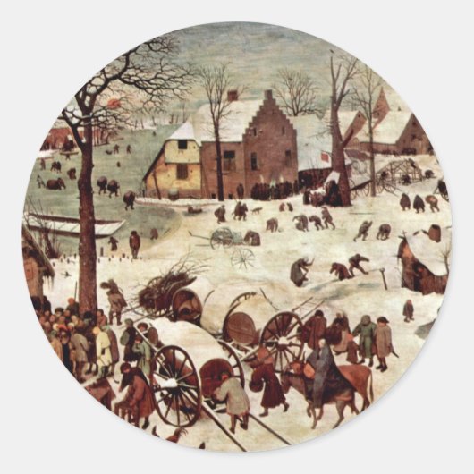 Sticker Rond Recensement À Bethléem Par Bruegel D. Ä. Pieter (Devant)