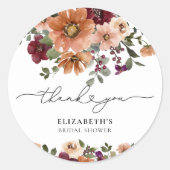 Sticker Rond Réception de mariage floral automnal à l'aquarelle (Devant)