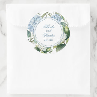Sticker Rond Réception de mariage florale à l'aquarelle bleu po