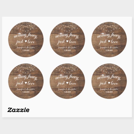 Sticker Rond Réception de mariage rustique en bois (Feuille)