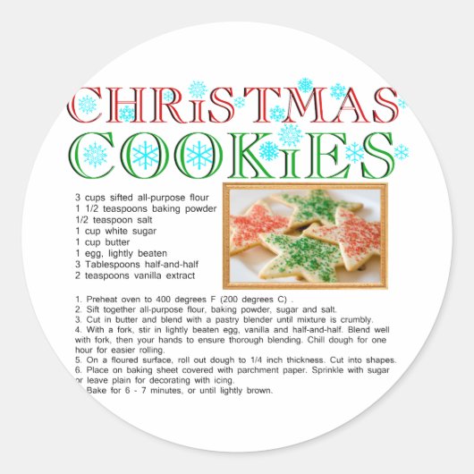 Sticker Rond Recette Cookies de Noël (Devant)