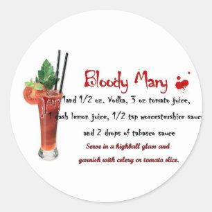 Sticker Rond Recette de boisson Bloody Mary
