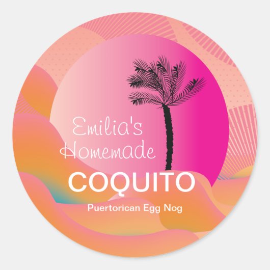 Sticker Rond Recette de boisson Coquito maison rose (Devant)