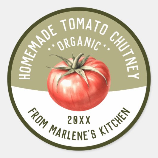 Sticker Rond Recette de Chutney de Tomate Maison pour la mise e (Devant)