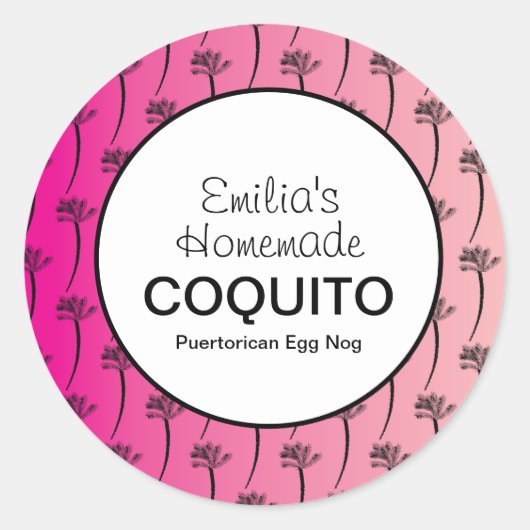 Sticker Rond Recette de Coquito rose fait maison Recette Boisso (Devant)
