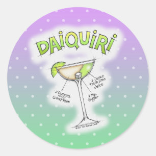 STICKER ROND RECETTE DE DAIQUIRI ART COCKTAIL