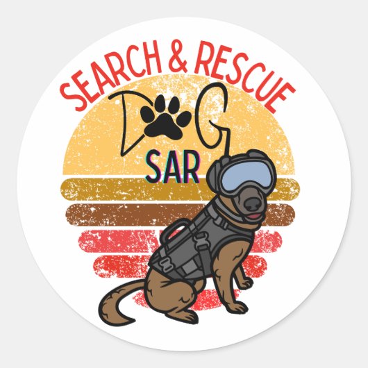 Sticker Rond Recherche et Secourt SAR K-9 Équipe de chiens prof (Devant)