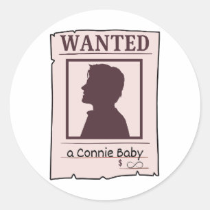 Sticker Rond Recherché : une conception d'affiche Connie Bby