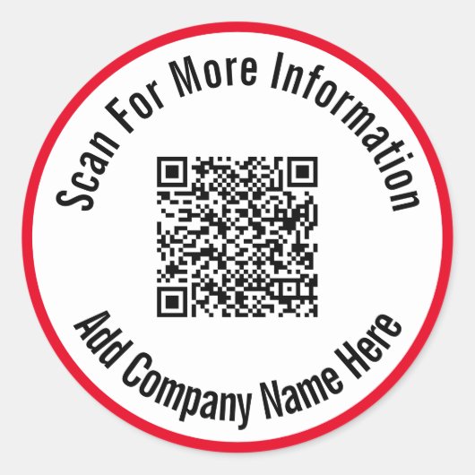 Sticker Rond Rechercher plus d'informations Code QR noir blanc (Devant)