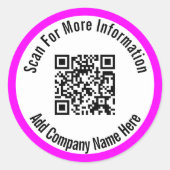 Sticker Rond Rechercher Plus D'Informations Magenta White QR Co (Devant)