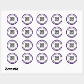 Sticker Rond Rechercher Plus D'Informations QR Code Royal Purpl (Feuille)