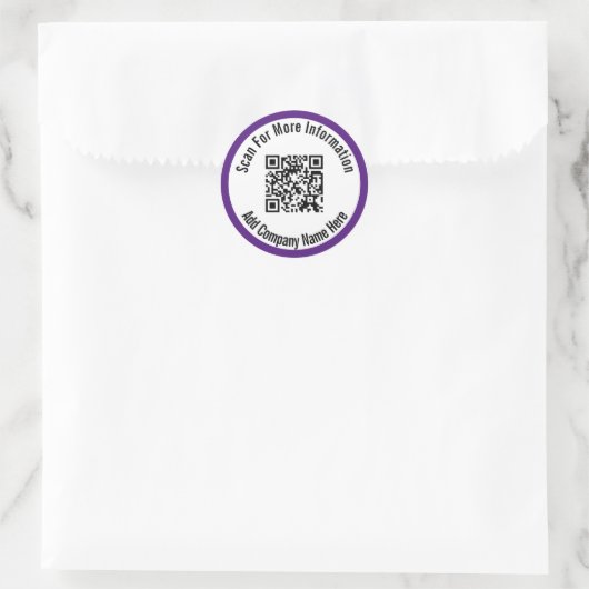Sticker Rond Rechercher Plus D'Informations QR Code Royal Purpl (Sac)