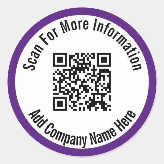 Sticker Rond Rechercher Plus D'Informations QR Code Royal Purpl (Devant)