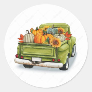 Sticker Rond Récolte d'automne dans un bâton rond classique de